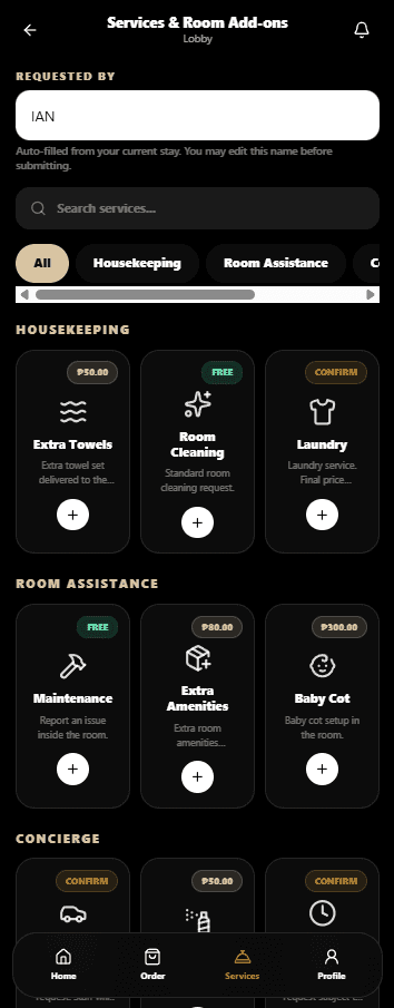 Amenities on demand.